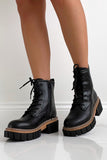 Holly Black Lace Up Biker Boots