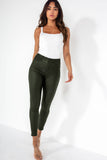 Hunter Khaki Faux Leather High Waist Jeans