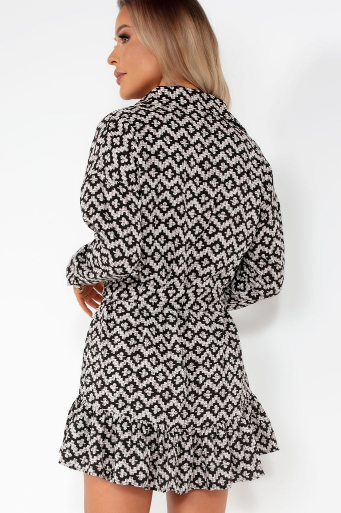 Izara Black Printed Shirt Dress