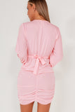 Janet Pink Cut-Out Front Long Sleeve Dress