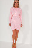 Janet Pink Cut-Out Front Long Sleeve Dress