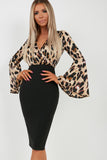 Jerri Leopard Print Contrast Midi Dress