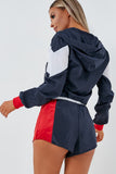 Jonie Red and Navy Colour Block Shorts Co Ord