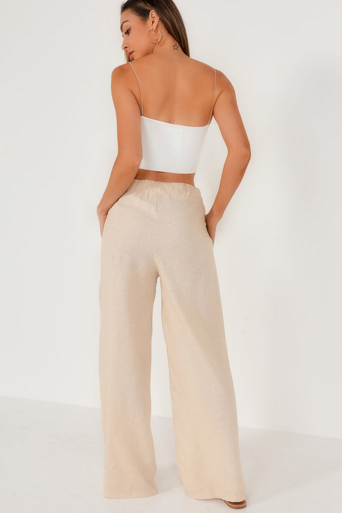 Jude Stone Linen High Waist Trousers