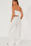 Jude White Linen High Waist Trousers