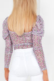 Julia Lilac Ditsy Print Square Neck Bodysuit