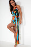 Julia Multi Print Slinky Draped Detail Dress