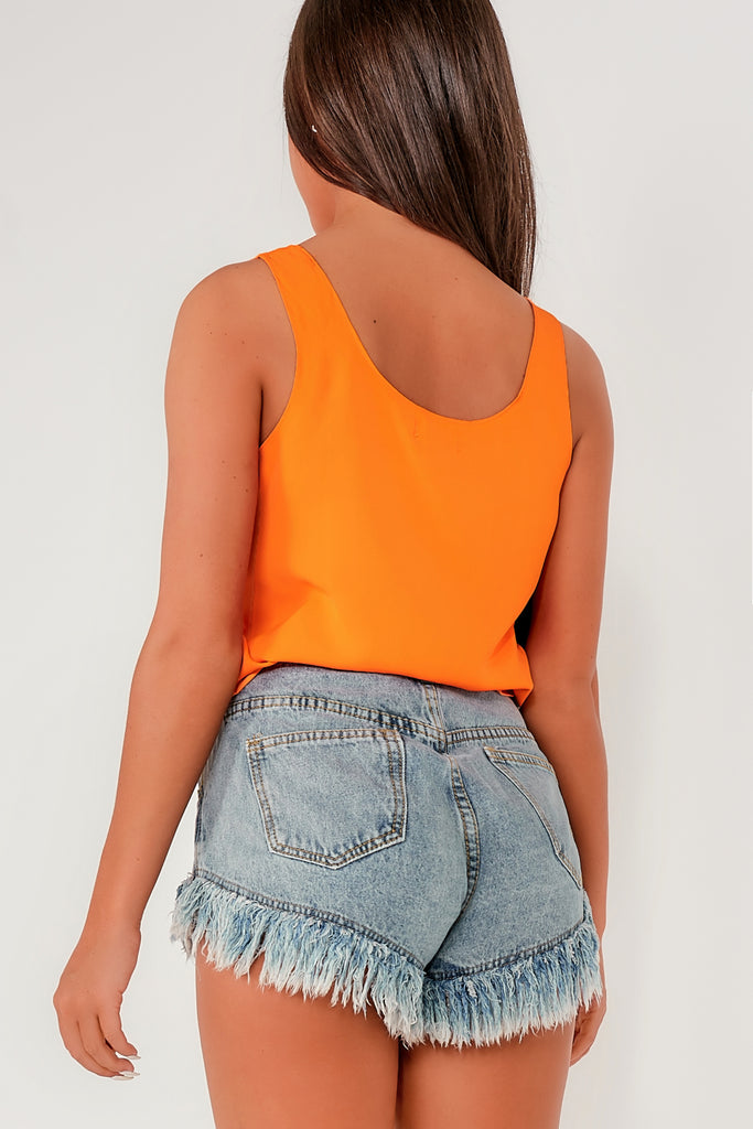 Kali Orange Sleeveless Top