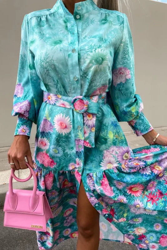 Karina Turquoise Floral Maxi Dress