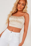 Kessie Champagne Satin Crop Top