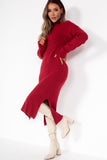 Kylan Wine Knit Midi Dress