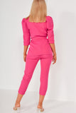 Lana Fuchsia Puff Sleeve Belted Blazer