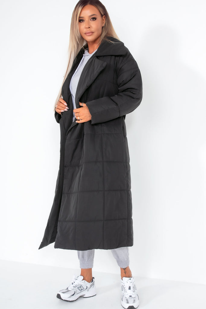 Lucille Black Wrap Duvet Coat