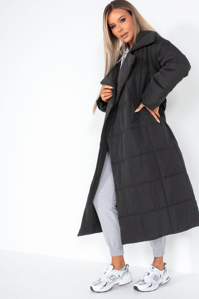 Lucille Black Wrap Duvet Coat