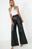 Luz Black PU High Waisted Flared Trousers