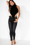 Lylah Black Belted Skinny Jeans