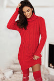 Madeline Red Cable Knit Jumper Dress