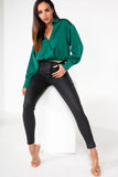 Mairead Black Wax Button Front Jeans