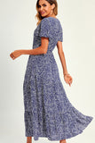 Maisie Navy Printed Maxi Dress