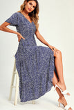 Maisie Navy Printed Maxi Dress