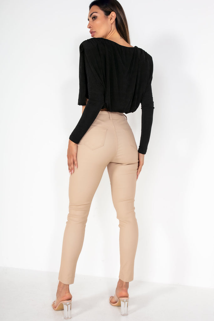Marley Cream Wax Button Front Skinny Jeans