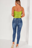 Marnie Lime Green Ruched Slinky Bustier Bodysuit