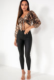 Marsha Camel Tiger Print Crop Top