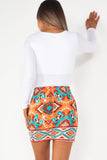 Martha Orange Printed Mini Skirt