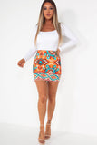 Martha Orange Printed Mini Skirt