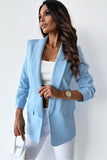 Maxine Baby Blue Ruched Sleeve Blazer