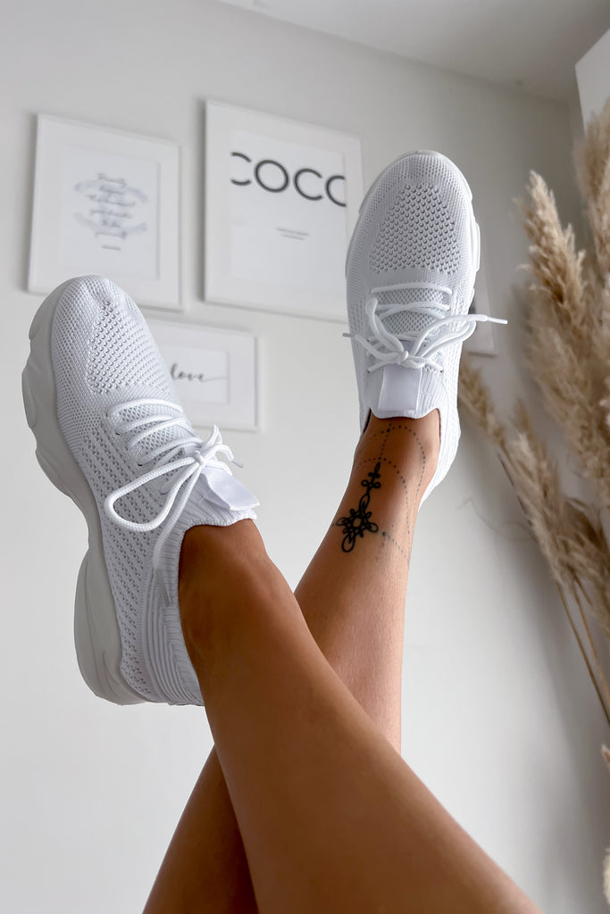 Maya White Knit Trainers