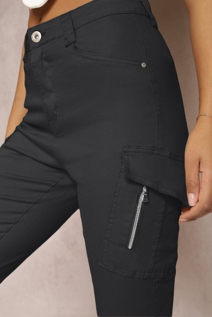 Meadow Black Skinny Cargo Trousers