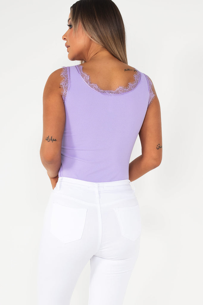 Mila Lilac Lace Detail Top