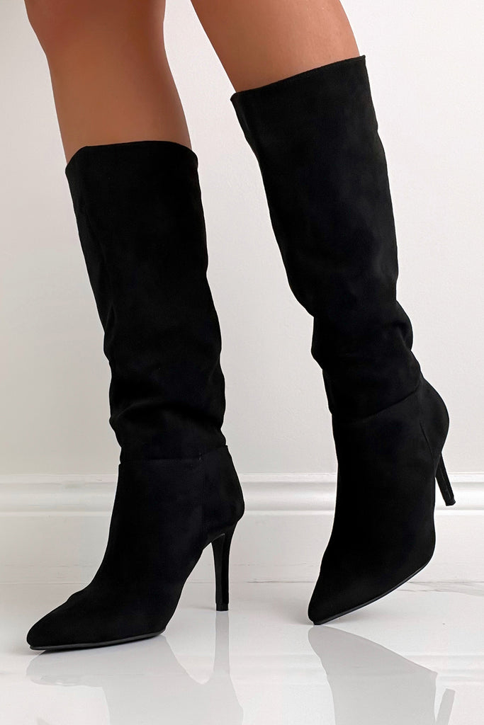 Moira Black Suedette Mid Calf Boots