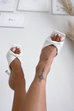 Mona White Twist Front Mules