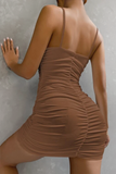 Monika Camel Slinky Cut Out Dress