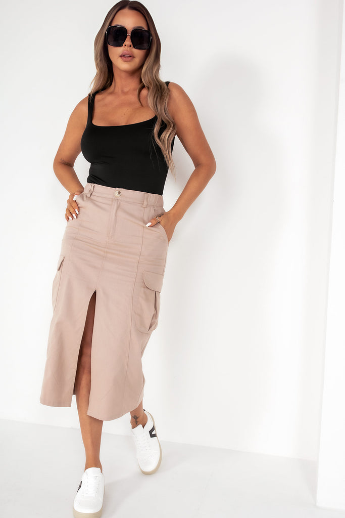 Nancy Stone Cargo Midi Skirt