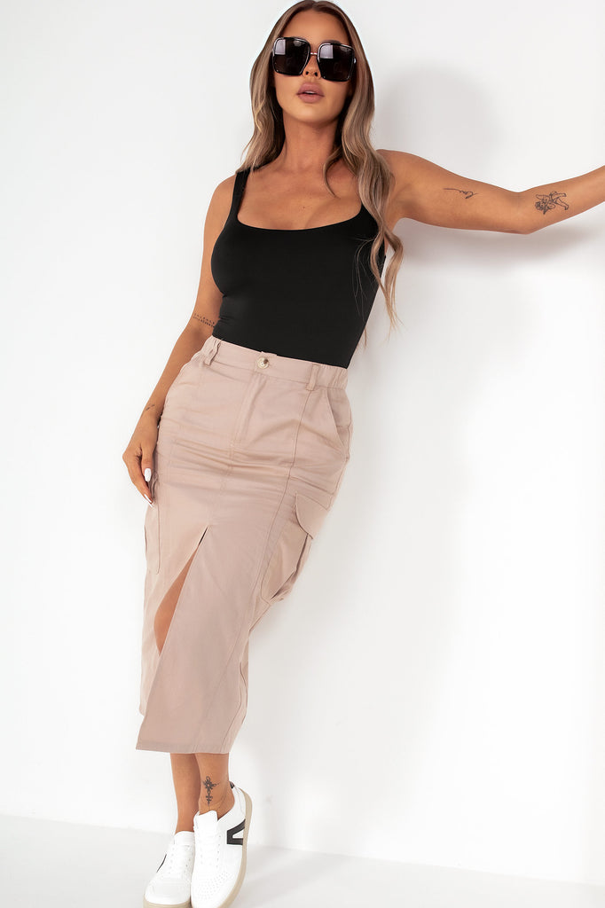 Nancy Stone Cargo Midi Skirt