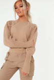Nash Camel Fluffy Button Jumper