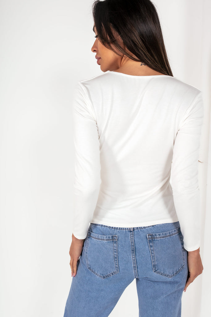 Naya White Ruched Top