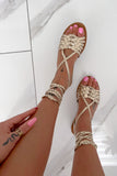 Nisha Gold Lace Up Sandals