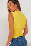 Norinne Yellow Shirred Waist Sleeveless Top