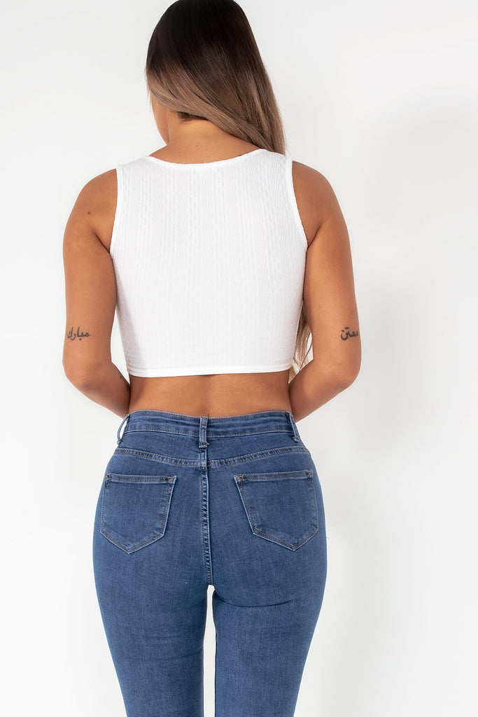 Nova White Textured Crop Top