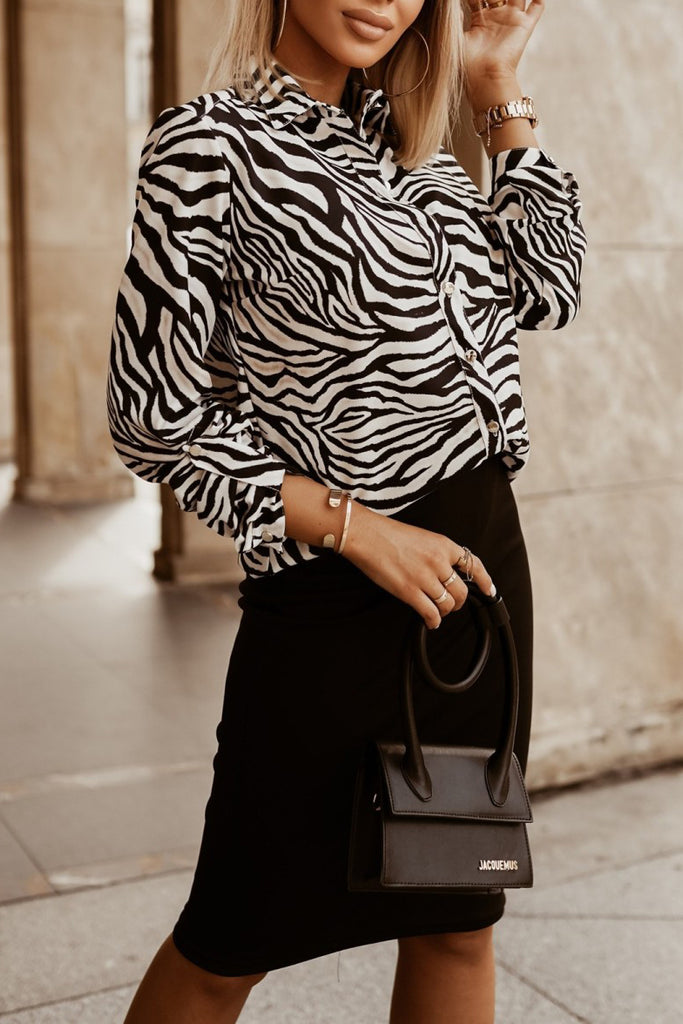 Olina Monochrome Zebra Print Shirt