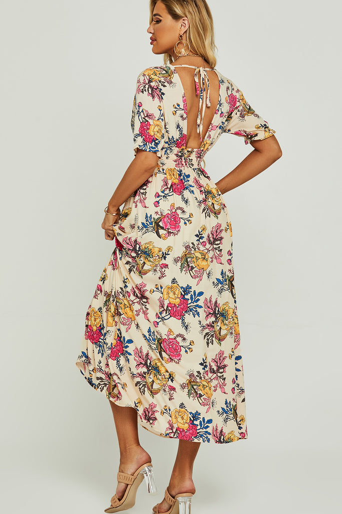 Oriana Cream Floral Maxi Dress