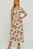 Oriana Cream Floral Maxi Dress