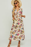 Oriana Cream Floral Maxi Dress