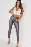 Oriya Grey Faux Leather Skinny Jeans