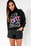 Paisley Black Bear Print Hoodie