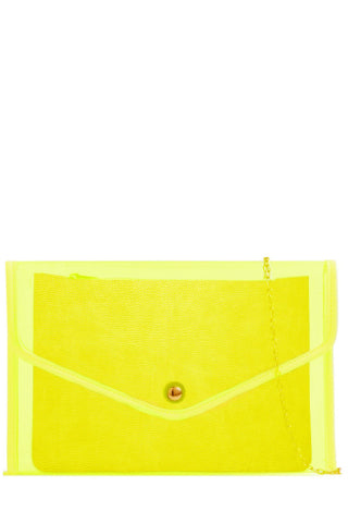 large yellow clutch bag